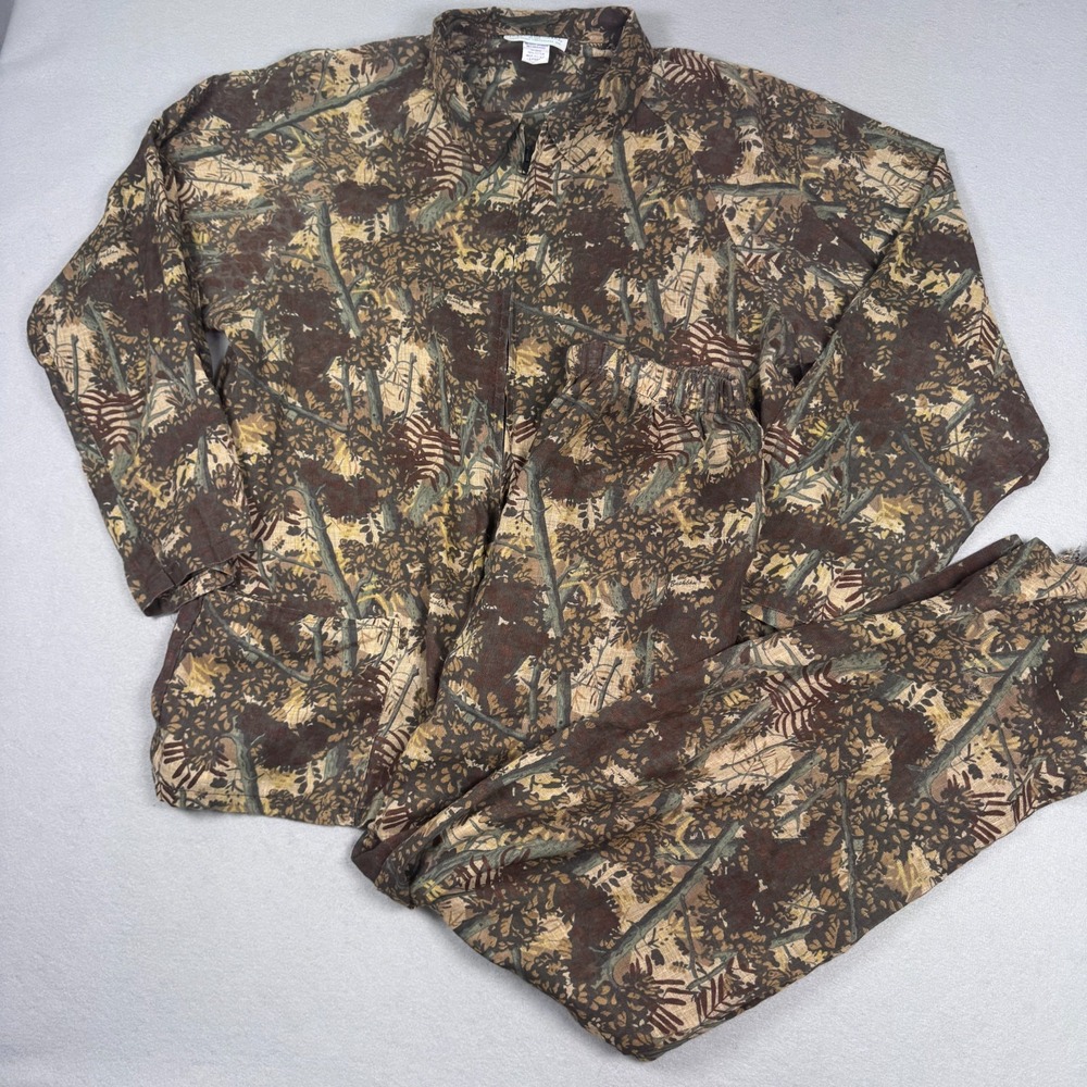 VTG Bushlan Mosquito Net Shirt & Pants Mens L Full Zip Camo Hunting‎ South Texas